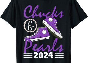 Chucks And Pearls 2024 Voting For Kamala Harris USA Election T-Shirt