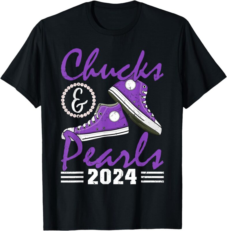 Chucks And Pearls 2024 Voting For Kamala Harris USA Election T-Shirt