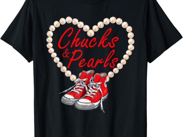 Chucks and pearls classic art funny saying adorable costume t-shirt