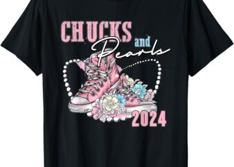 Chucks and Pearls 2024 Kamala Harris American Flag Vote T-Shirt