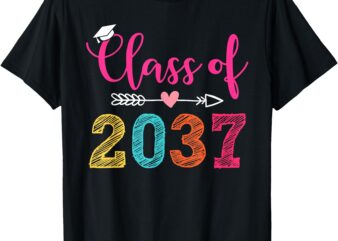 Class Of 2037 Pre K Grow With Me Graduation Boys Girls T-Shirt