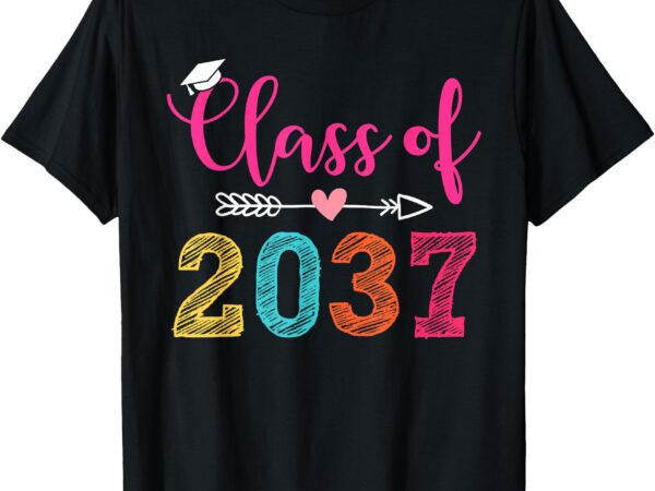 Class of 2037 pre k grow with me graduation boys girls t-shirt