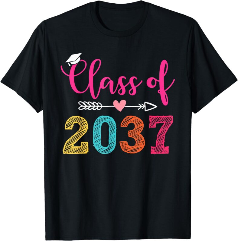 Class Of 2037 Pre K Grow With Me Graduation Boys Girls T-Shirt