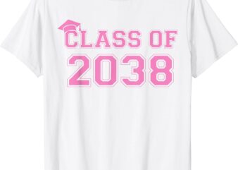 Class Of 2038 Handprint Pre-K Pink Girls 2038 Graduation T-Shirt