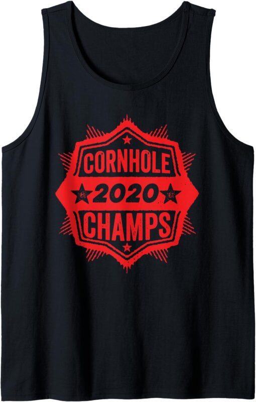 Cornhole Champion Winner 2020 Distressed Vintage Cool Gift Tank Top