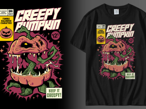 Creepy pumpkin t shirt vector file