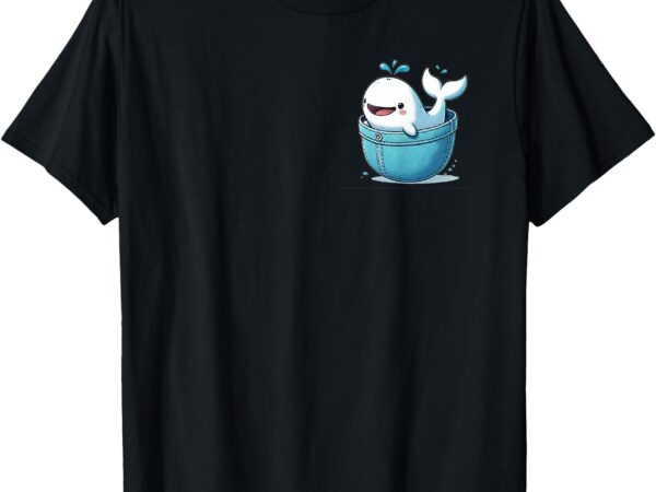 Cute colorful whale displaying front and back sides t-shirt