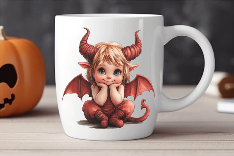 Cute Halloween Devil. TShirt Sticker.