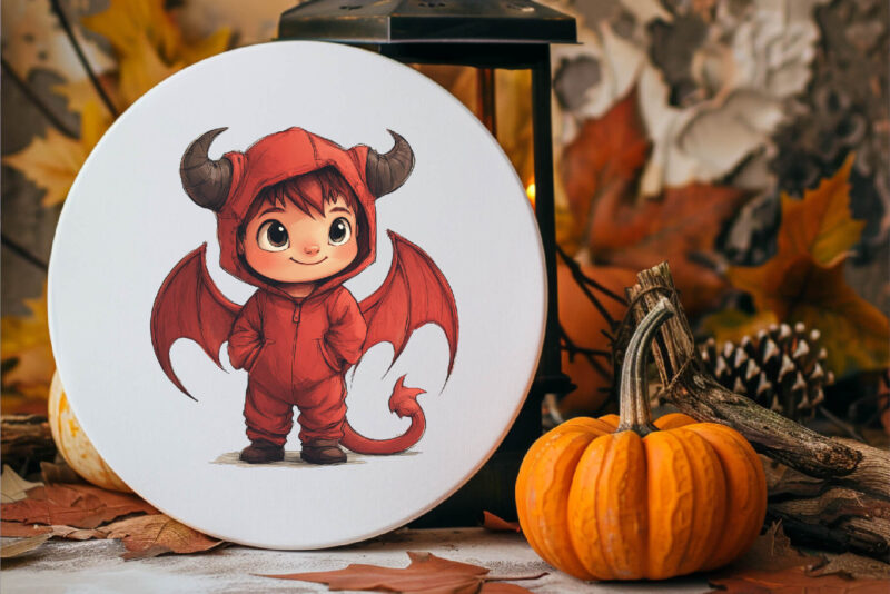 Cute Halloween Devil. TShirt Sticker.