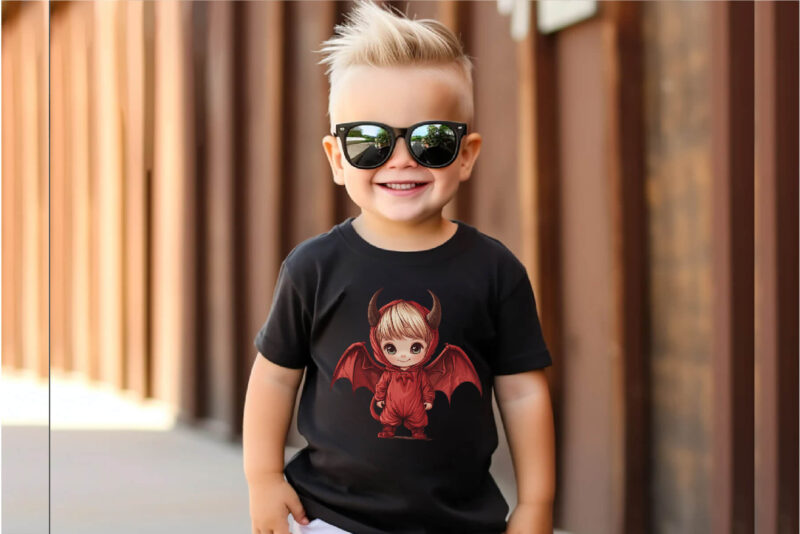 Cute Halloween Devil. TShirt Sticker.