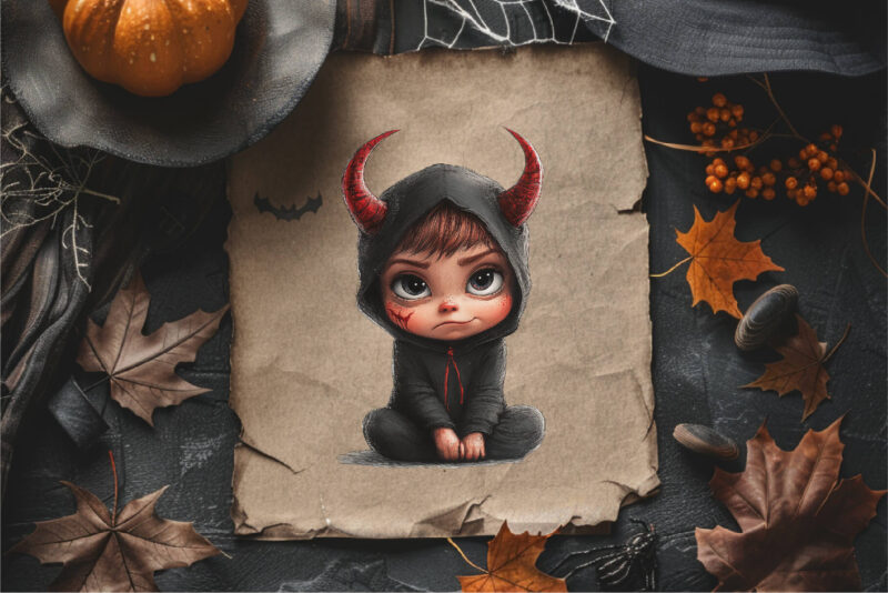 Cute Halloween Devil. TShirt Sticker.