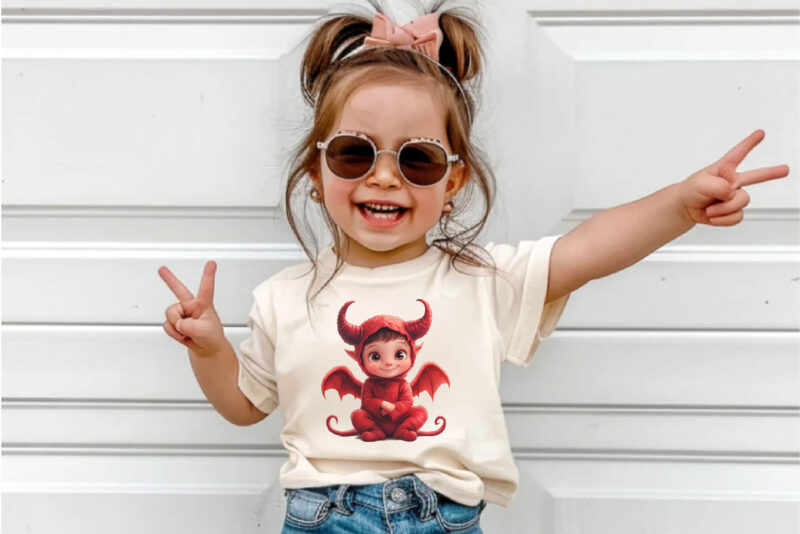 Cute Halloween Devil. TShirt Sticker.