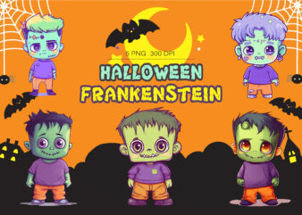 Cute halloween frankenstein. tshirt sticker.