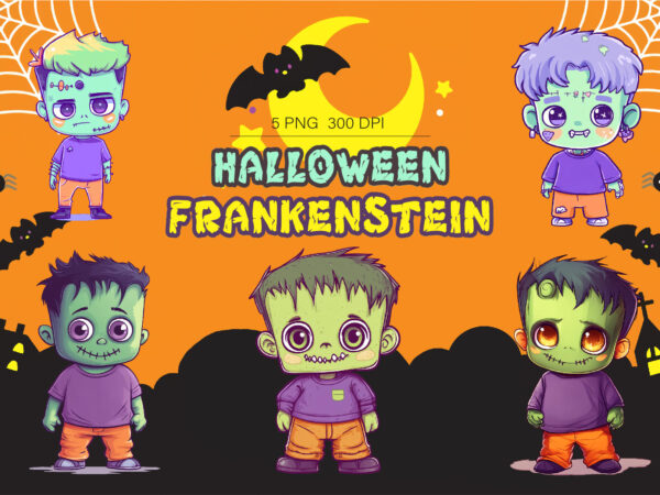 Cute halloween frankenstein. tshirt sticker.