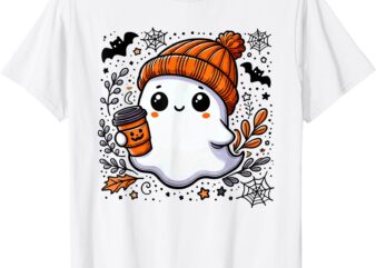 Cute Halloween Shirt for Women Ghost Coffee T-Shirt