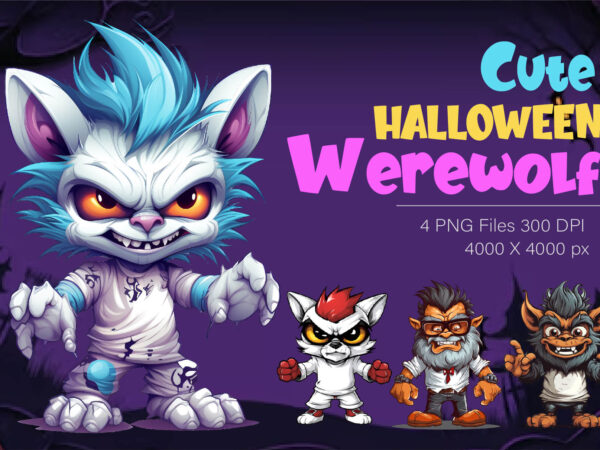 Cute halloween werewolf, t-shirt, sticker.