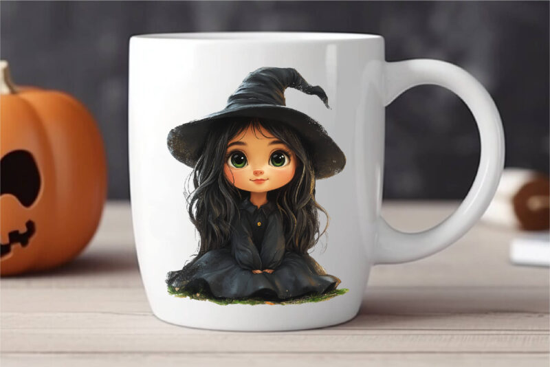 Cute Halloween Witch. TShirt Sticker.