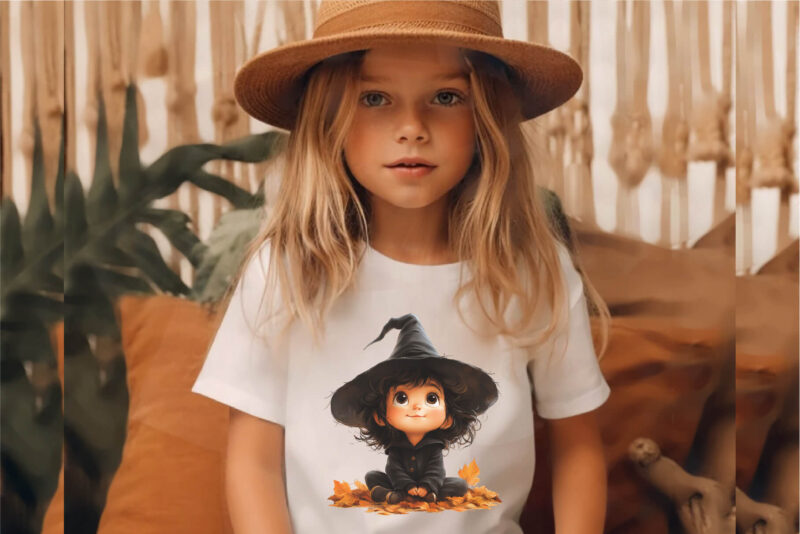 Cute Halloween Witch. TShirt Sticker.