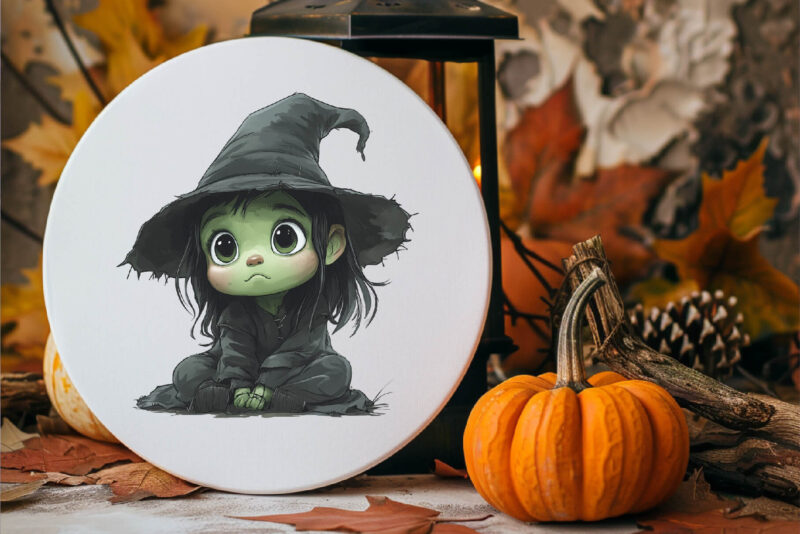 Cute Halloween Witch. TShirt Sticker.