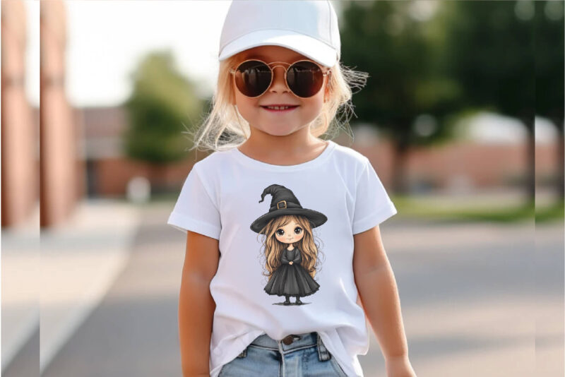 Cute Halloween Witch. TShirt Sticker.