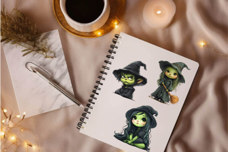 Cute Halloween Witch. TShirt Sticker.