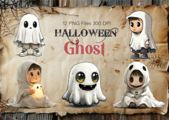 Cute Halloween Ghost. TShirt Sticker.