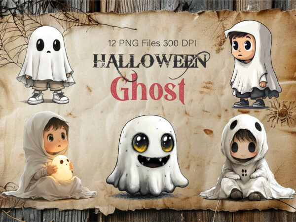 Cute halloween ghost. tshirt sticker.