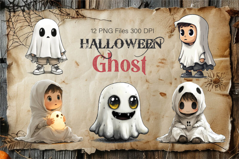 Cute Halloween Ghost. TShirt Sticker.