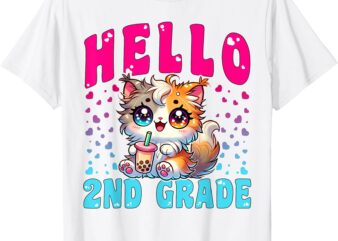 Cute Hello 2nd Grade Cat Girls for first day of 2nd Grade T-Shirt