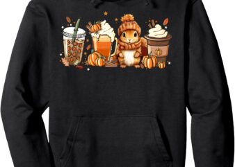 Cute Squirrel Pumpkin Spice Latte Fall Coffee Autumn Pullover Hoodie