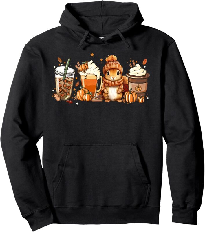 Cute Squirrel Pumpkin Spice Latte Fall Coffee Autumn Pullover Hoodie