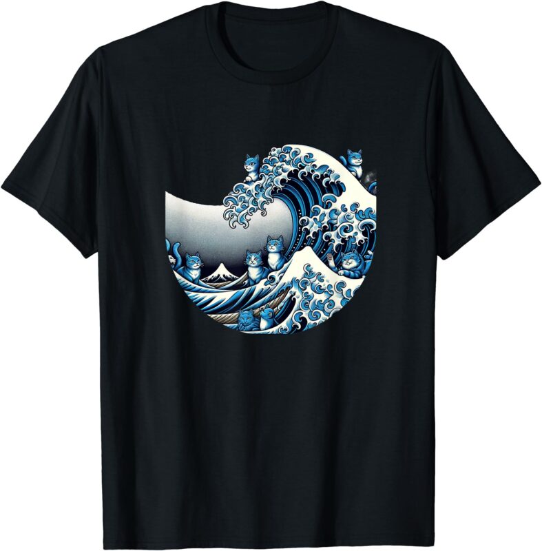 Cute Wave of Blue Cats for Kamala Funny T-Shirt