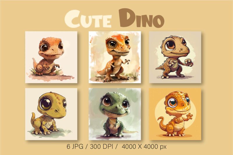 Cute cartoon dino. TShirt Sticker.