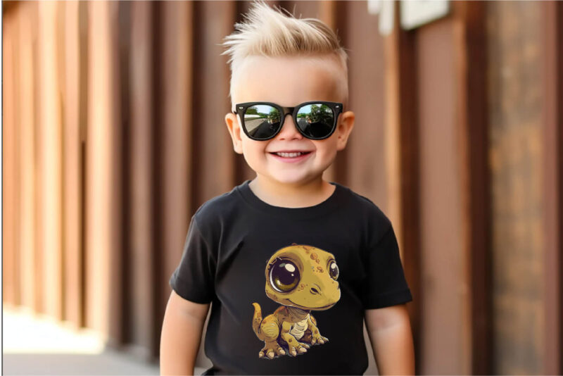 Cute cartoon dino. TShirt Sticker.