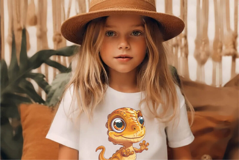 Cute cartoon dino. TShirt Sticker.