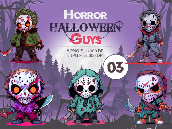 Cartoon horror halloween guys 03. tshirt sticker.