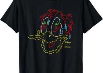 Disney Hot Ones Donald Duck Melting Face Retro Neon Outline T-Shirt