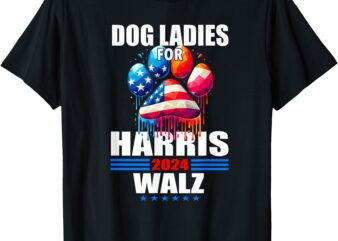 Dog Ladies For Harris Walz 2024 T-Shirt