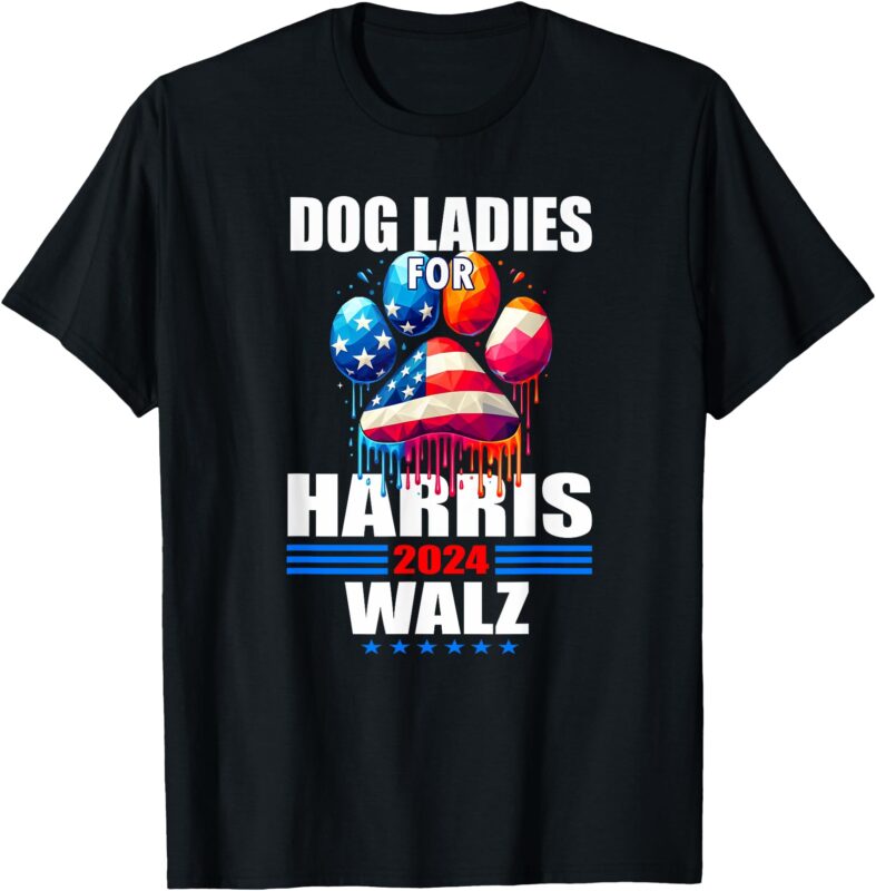 Dog Ladies For Harris Walz 2024 T-Shirt