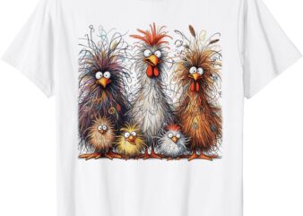 Eagerlys Colorful Funny Chicken Art T-Shirt