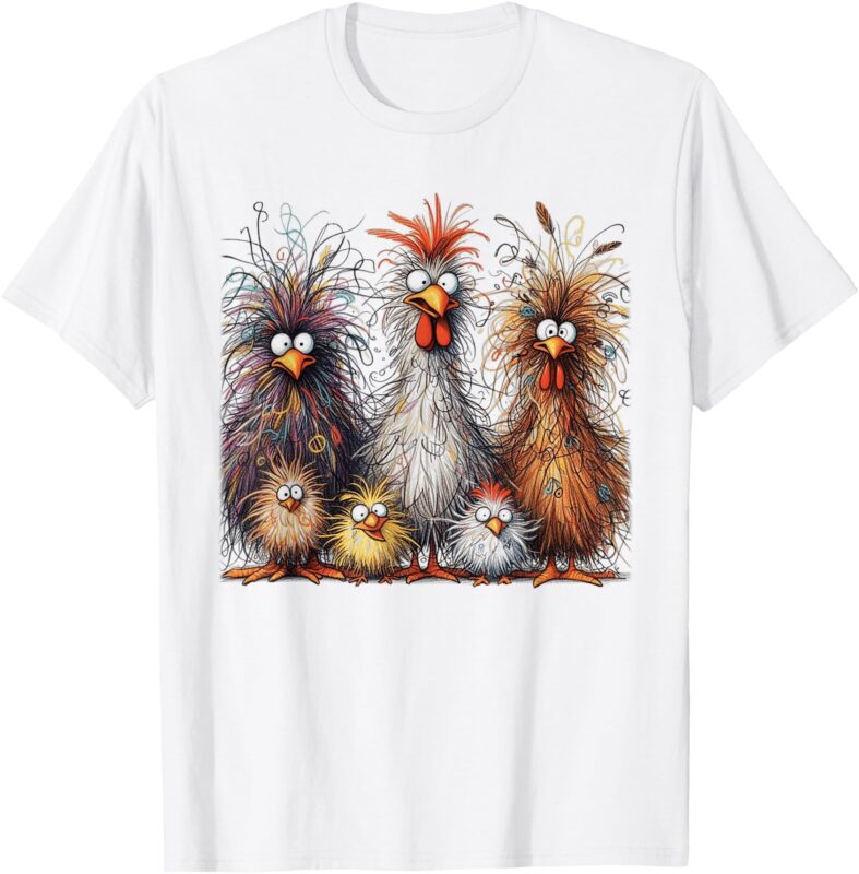 Eagerlys Colorful Funny Chicken Art T-Shirt