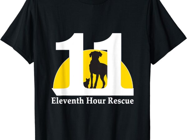 Eleventh hour rescue logo in white t-shirt