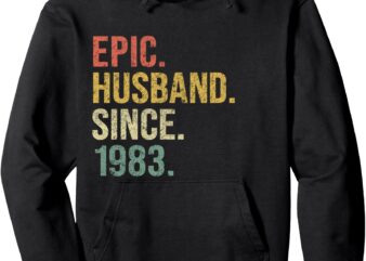 Epic Husband Since 1983, 37th Wedding Anniversary Gift Retro Pullover Hoodie vector clipart