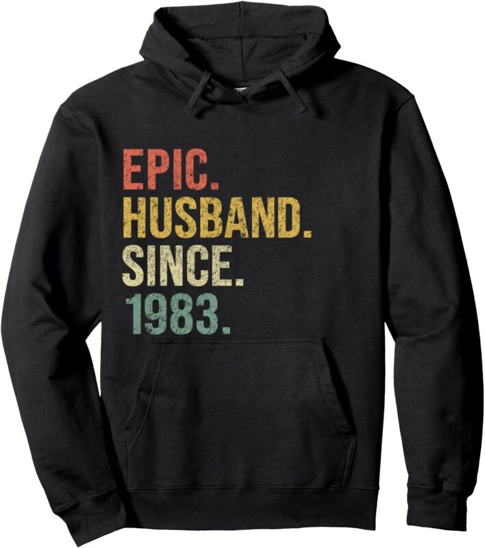 Epic Husband Since 1983, 37th Wedding Anniversary Gift Retro Pullover Hoodie