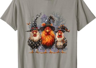 Fall T-Shirt Retro House Chickens Witch Halloween Spooky Autumn Fall