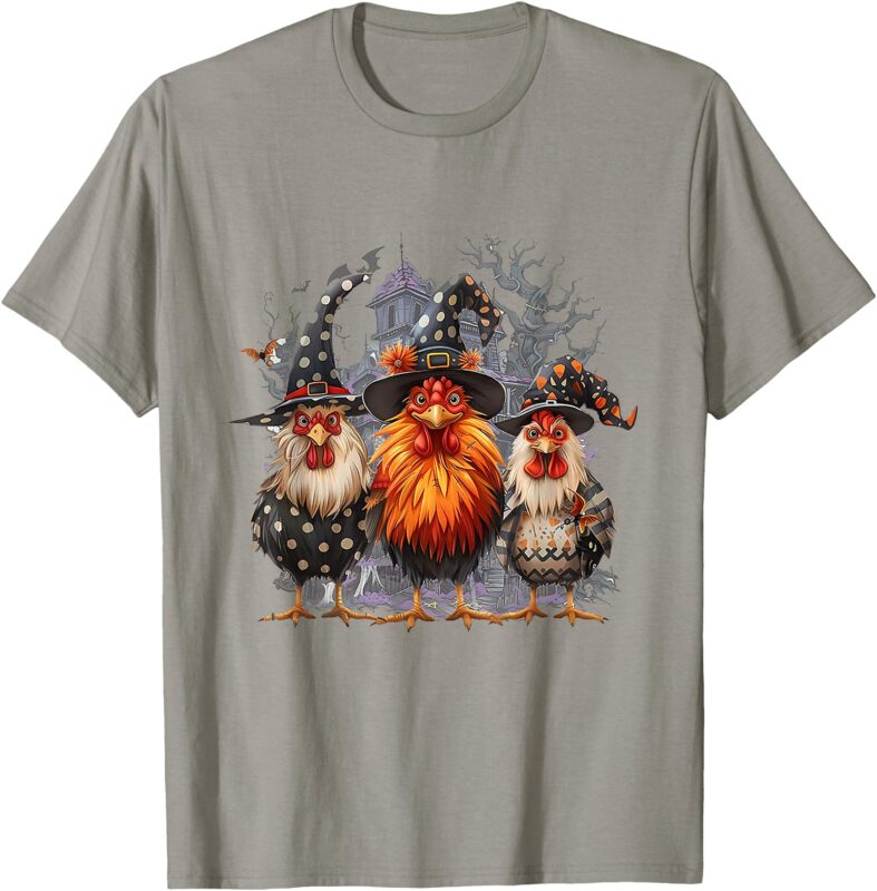 Fall T-Shirt Retro House Chickens Witch Halloween Spooky Autumn Fall