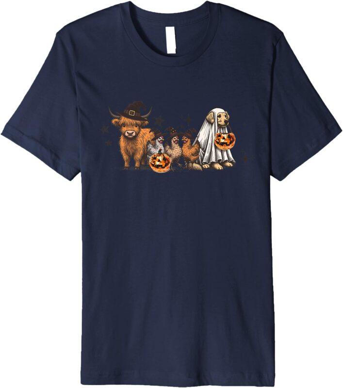 Farm Animal Boo Crew Halloween Disco Pumpkin Patch Squad Premium T-Shirt