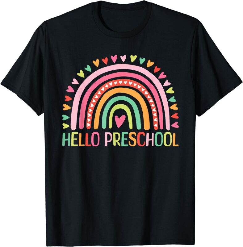 First Day Of Preschool Shirt Girls Teacher Hello Preschool T-Shirt