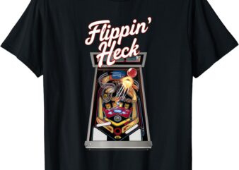 Flippin’ Heck Pinball Machine Gaming Arcade Funny Tee T-Shirt