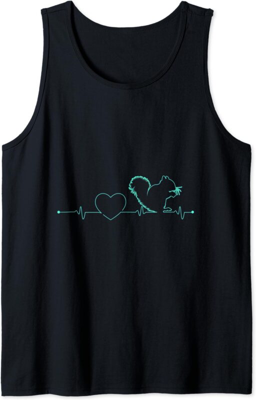 Forest Animal Lover Gift Idea Heartbeat Squirrel Tank Top